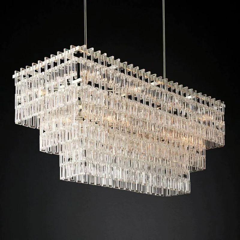 Iralier 3-Tier Rectangle Chandelier 60"