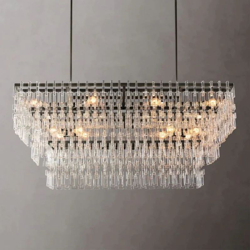 Iralier 3-Tier Rectangle Chandelier 60"