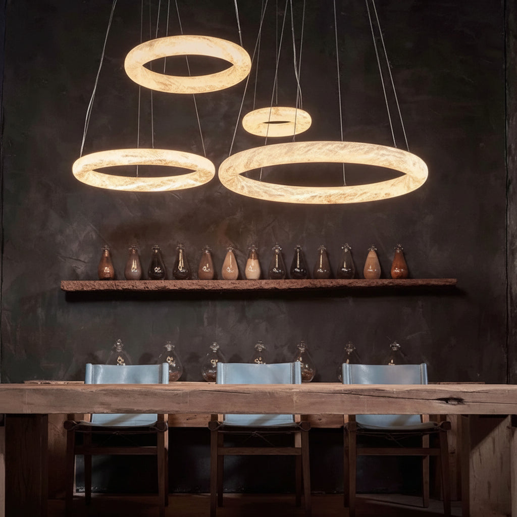 Karenl Calcite Curve Ring Chandelier - kimoylights