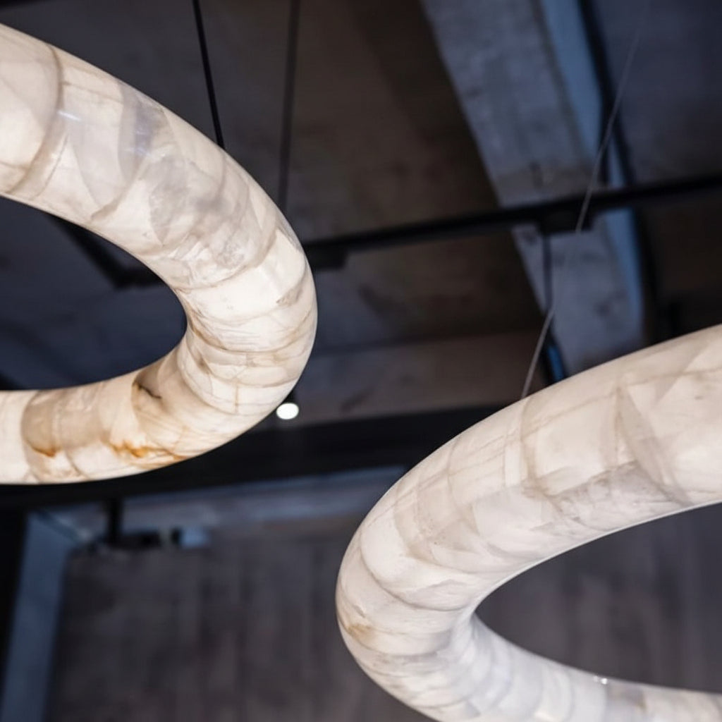 Karenl Calcite Curve Ring Chandelier - kimoylights