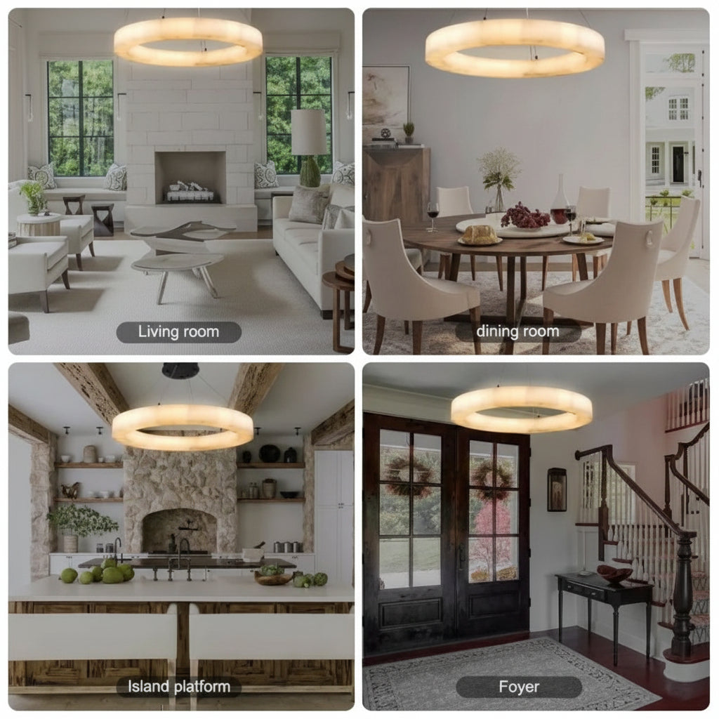 Karenl Calcite Ring Chandelier 30"39" - kimoylights