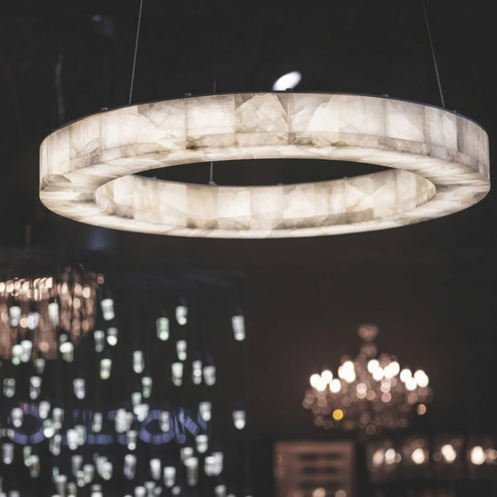 Karenl Calcite Ring Chandelier 30"39" - kimoylights