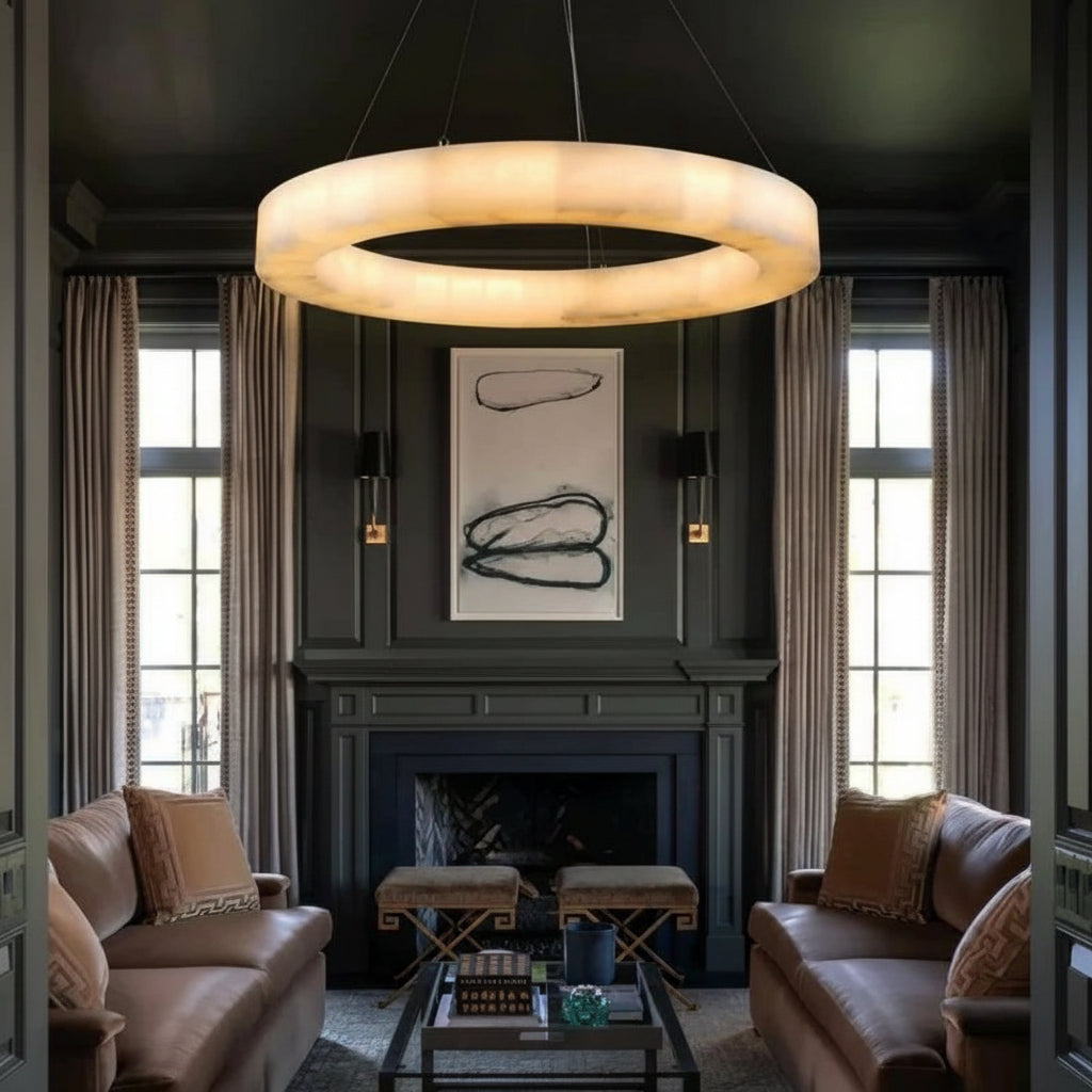 Karenl Calcite Ring Chandelier 30"39" - kimoylights
