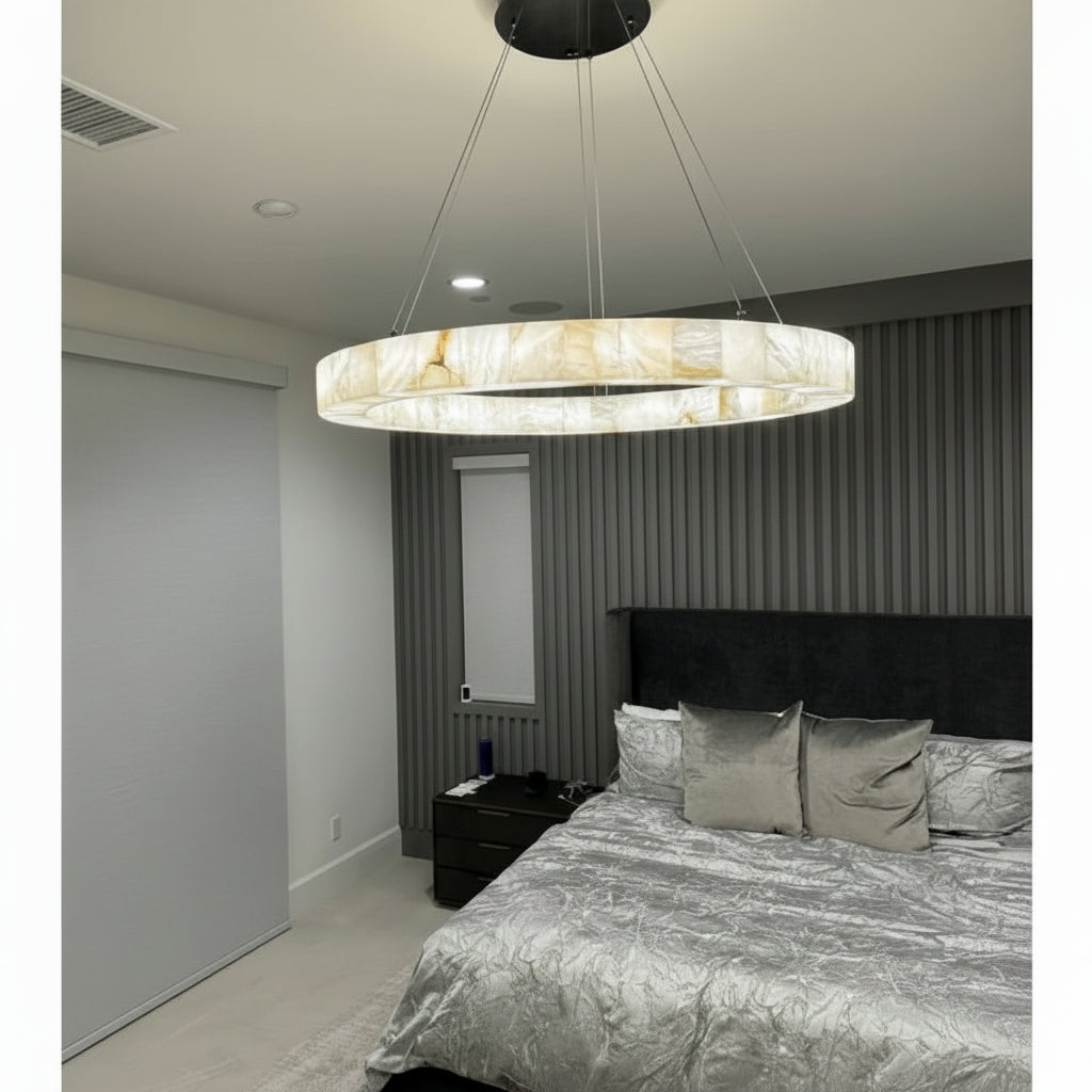 Karenl Calcite Ring Chandelier 30"39" - kimoylights