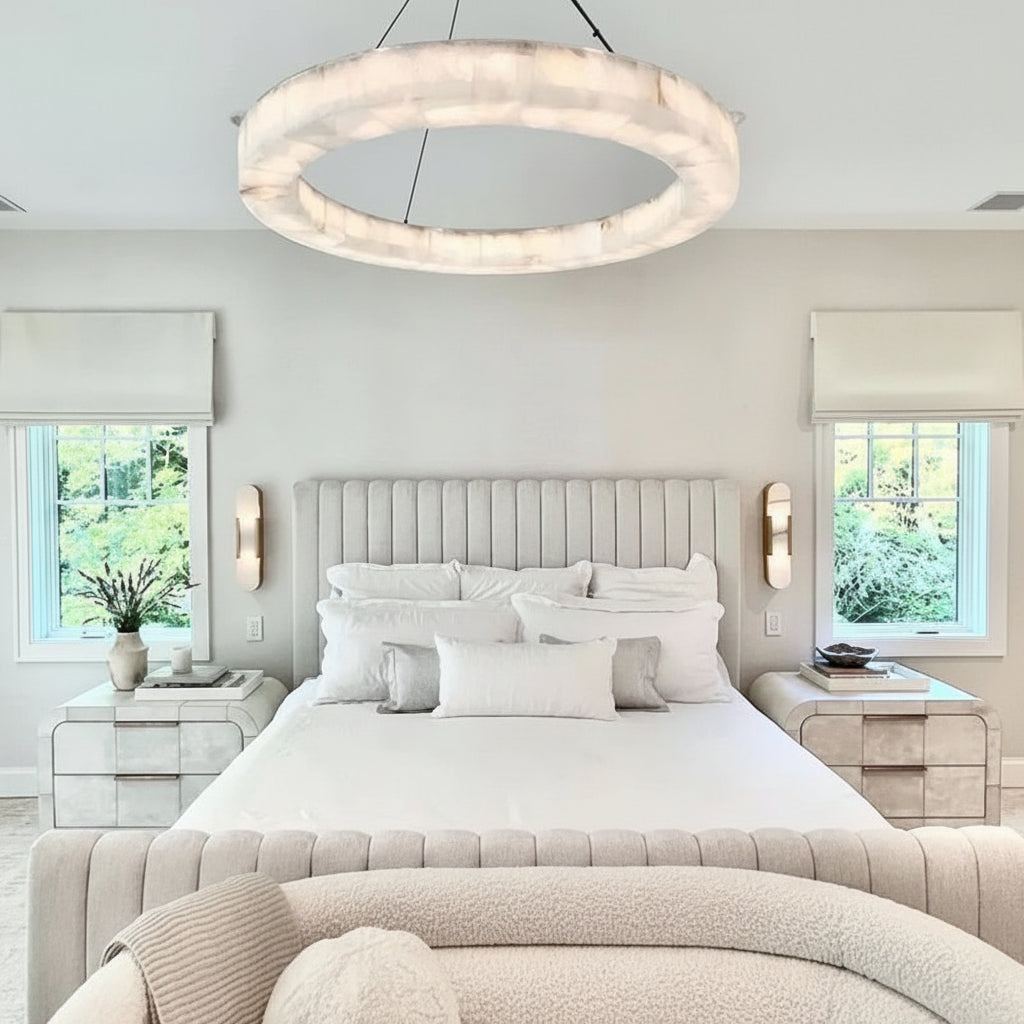 Karenl Calcite Ring Chandelier 30"39" - kimoylights