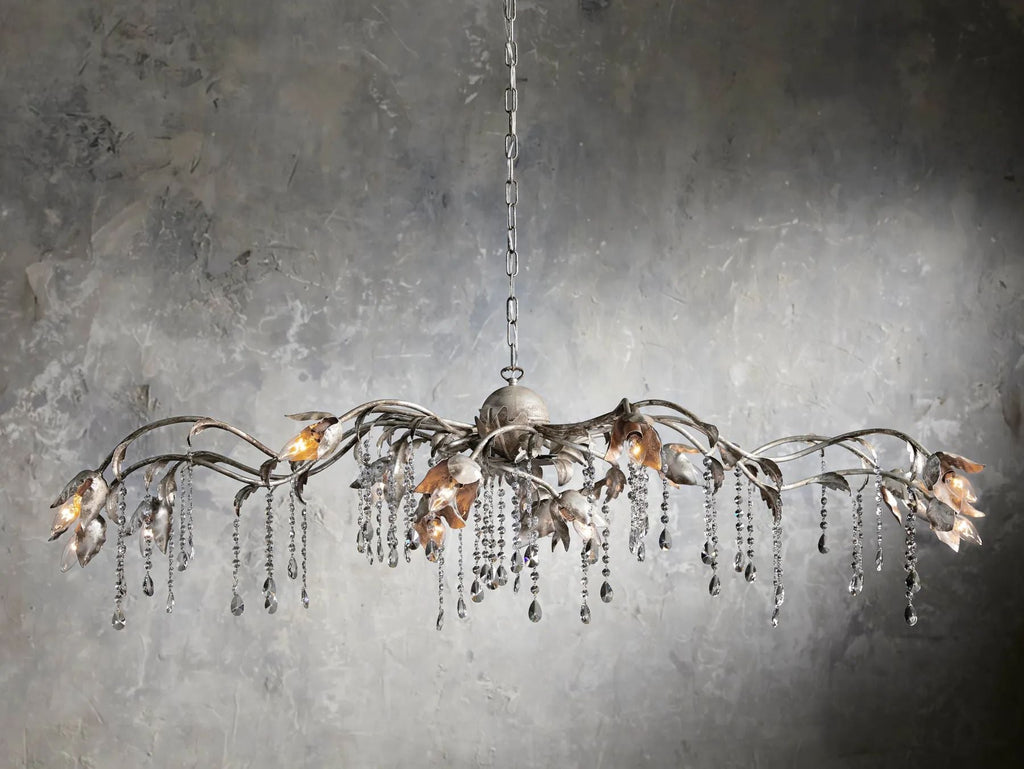Kalie Crystal Rectangular Chandelier 61"  71“ - Silver