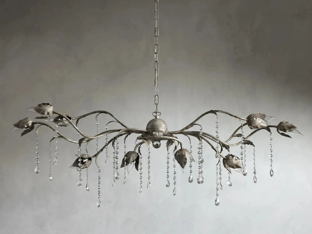 Kalie Crystal Rectangular Chandelier 52"- Silver