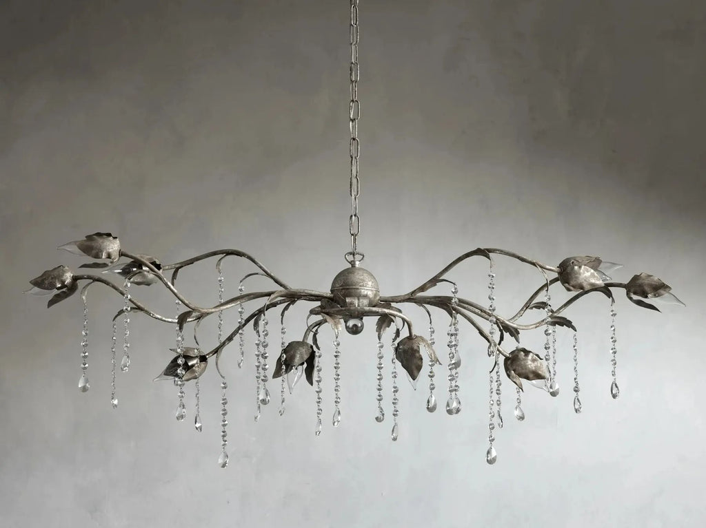 Kalie Crystal Rectangular Chandelier 52"- Silver