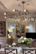 Kalie Crystal Rectangular Chandelier 61"  71“ - Silver