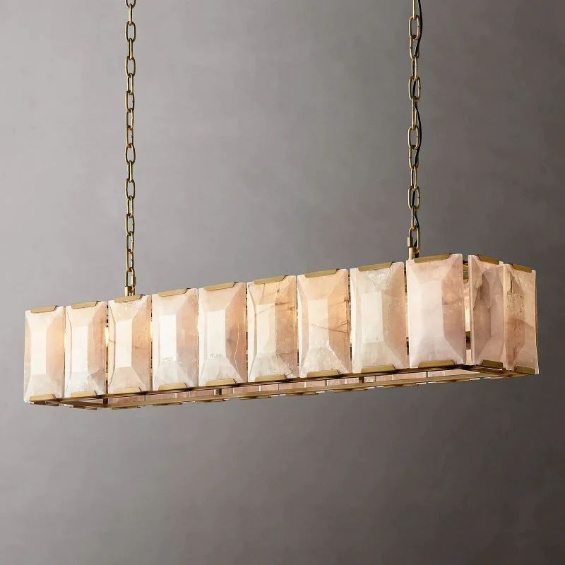 Kiko Calcite Rectangular Chandelier 62"
