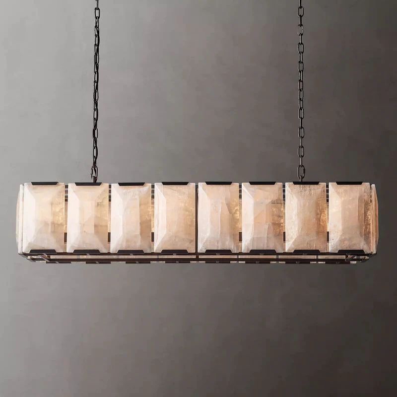 Kiko Calcite Rectangular Chandelier 54"