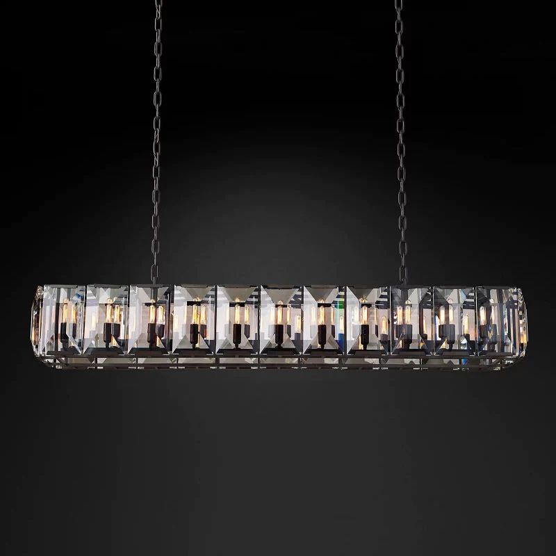 Kiko Crystal Rectangular Chandelier 74"