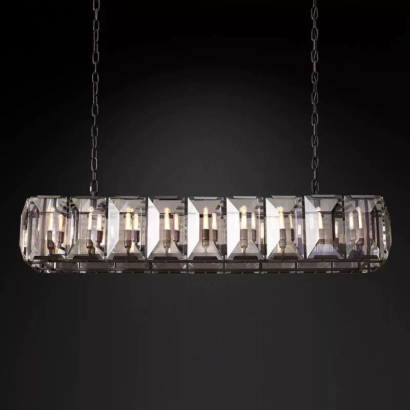 Kiko Crystal Rectangular Chandelier 62"