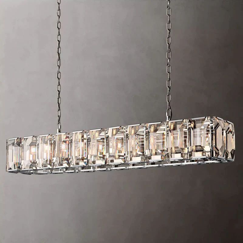 Kiko Crystal Rectangular Chandelier 74"