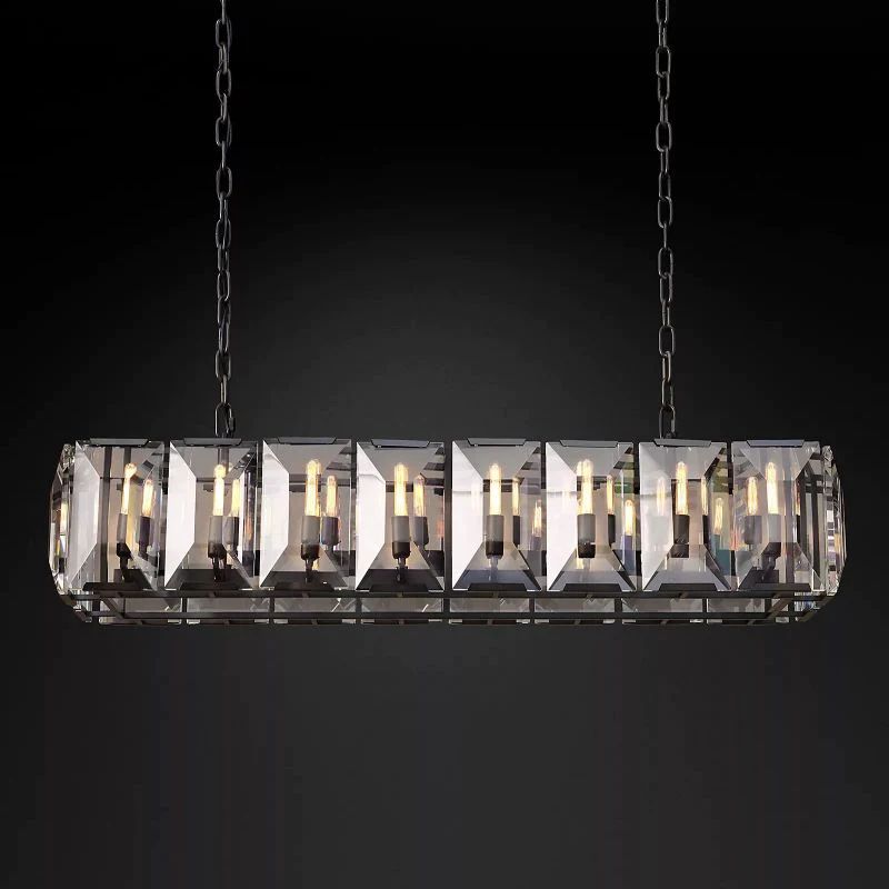 Kiko Crystal Rectangular Chandelier 54"