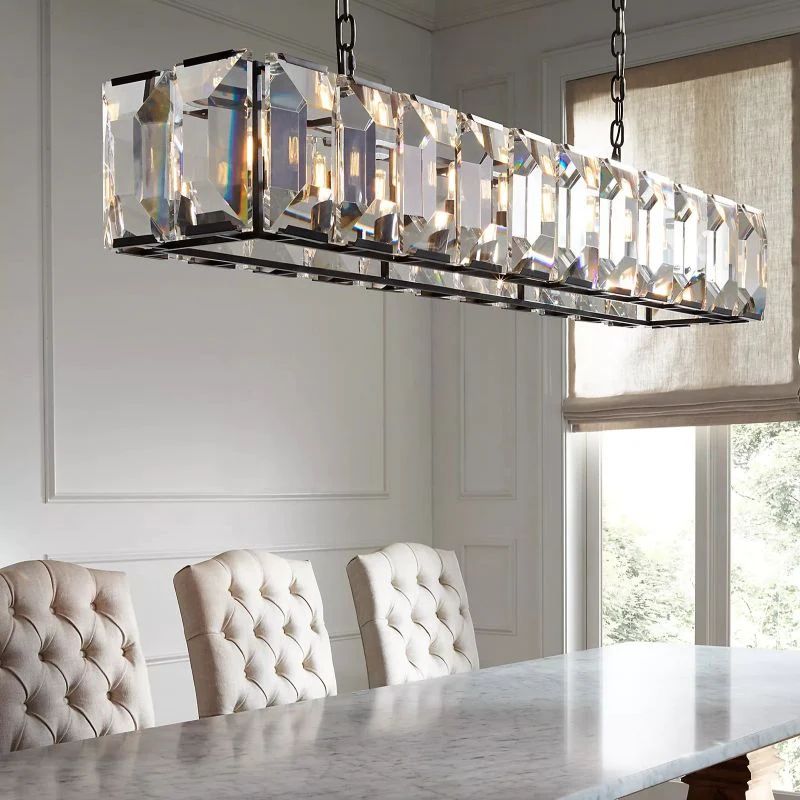 Kiko Crystal Rectangular Chandelier 74"