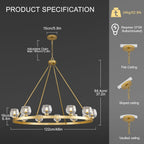 Wagon Wheel Crystal Round Chandelier 24" 36" 48" 60"