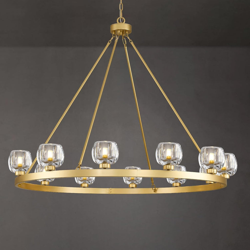 Wagon Wheel Crystal Round Chandelier 24" 36" 48" 60"