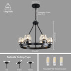 Wagon Wheel Crystal Round Chandelier 24" 36" 48" 60"