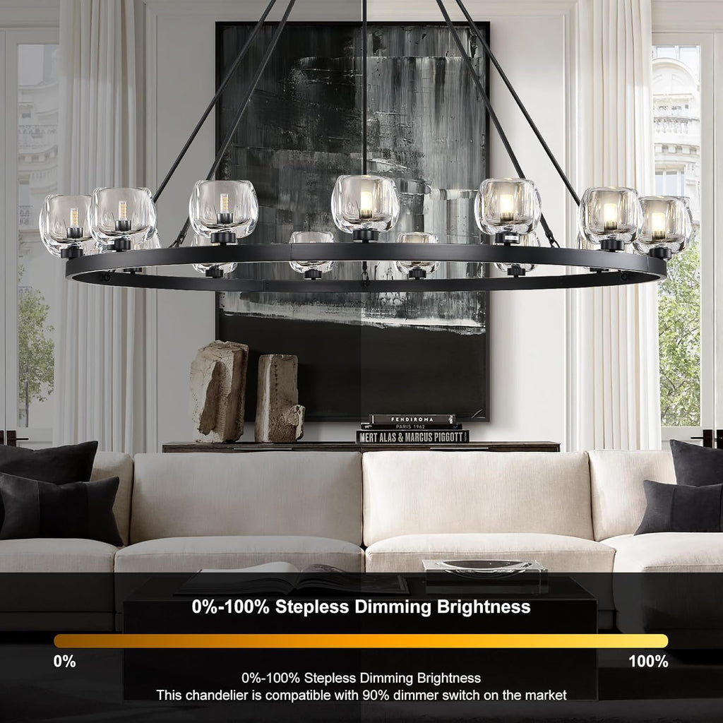 Wagon Wheel Crystal Round Chandelier 24" 36" 48" 60"