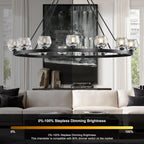 Wagon Wheel Crystal Round Chandelier 24" 36" 48" 60"