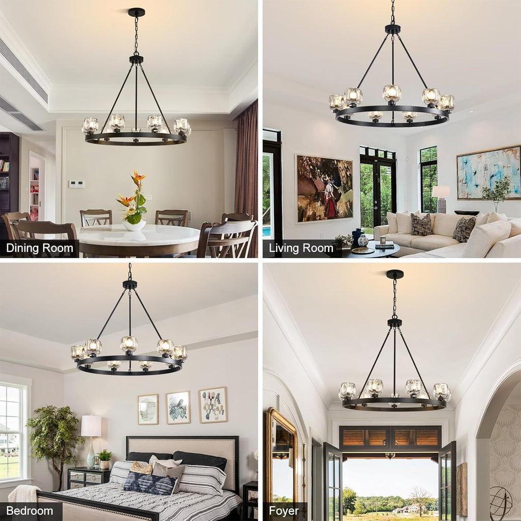 Wagon Wheel Crystal Round Chandelier 24" 36" 48" 60"