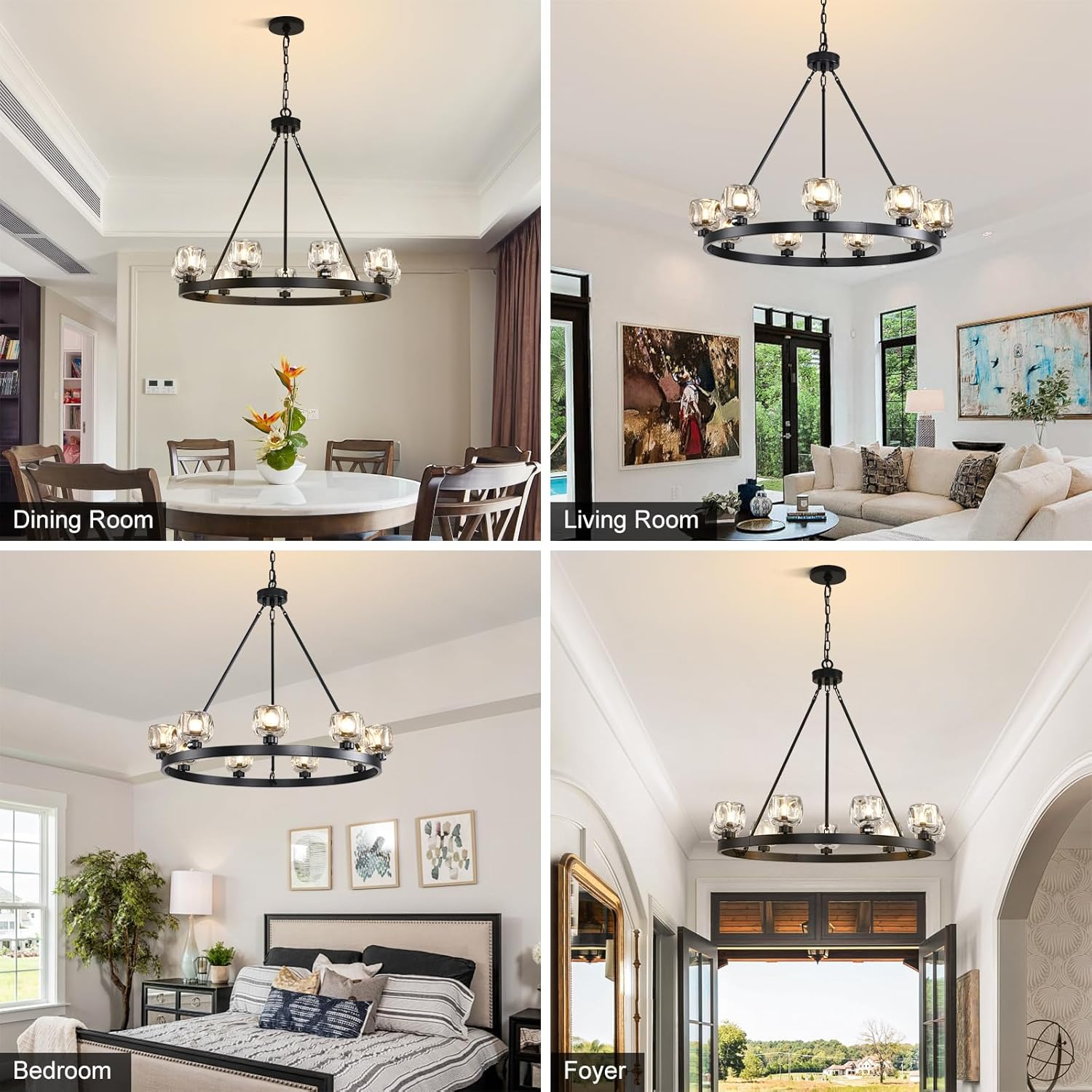 Wagon Wheel Crystal Round Chandelier 24" 36" 48" 60"