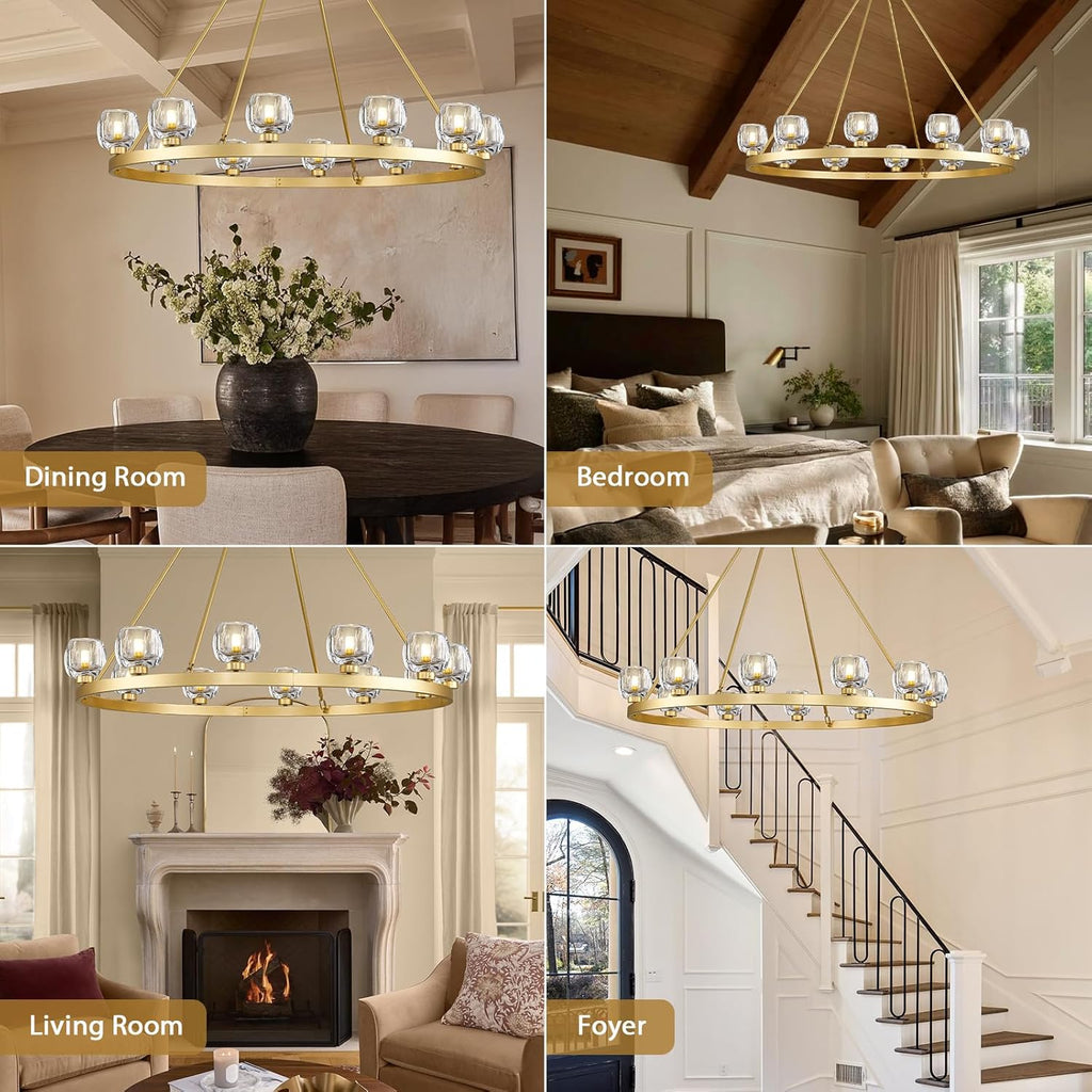 Wagon Wheel Crystal Round Chandelier 24" 36" 48" 60"
