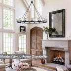 Wagon Wheel Crystal Round Chandelier 24" 36" 48" 60"