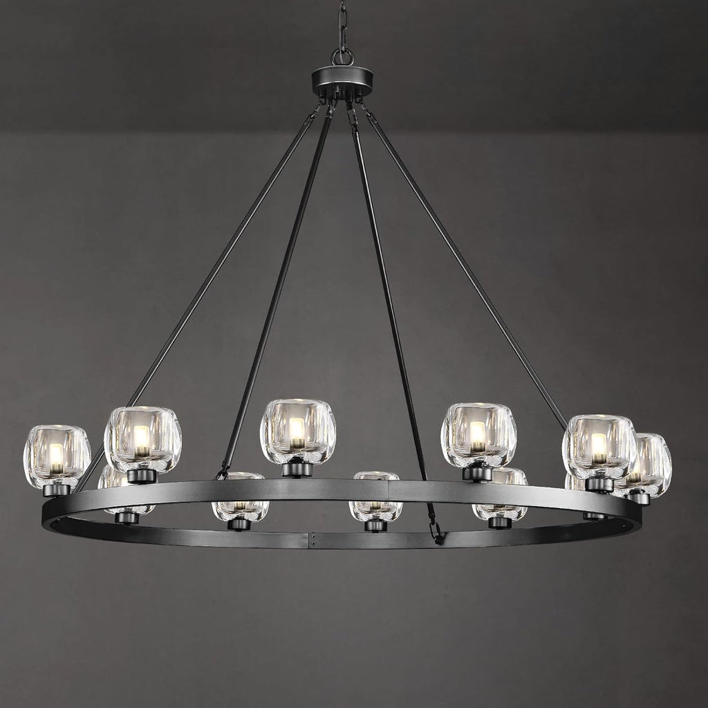 Wagon Wheel Crystal Round Chandelier 24" 36" 48" 60"