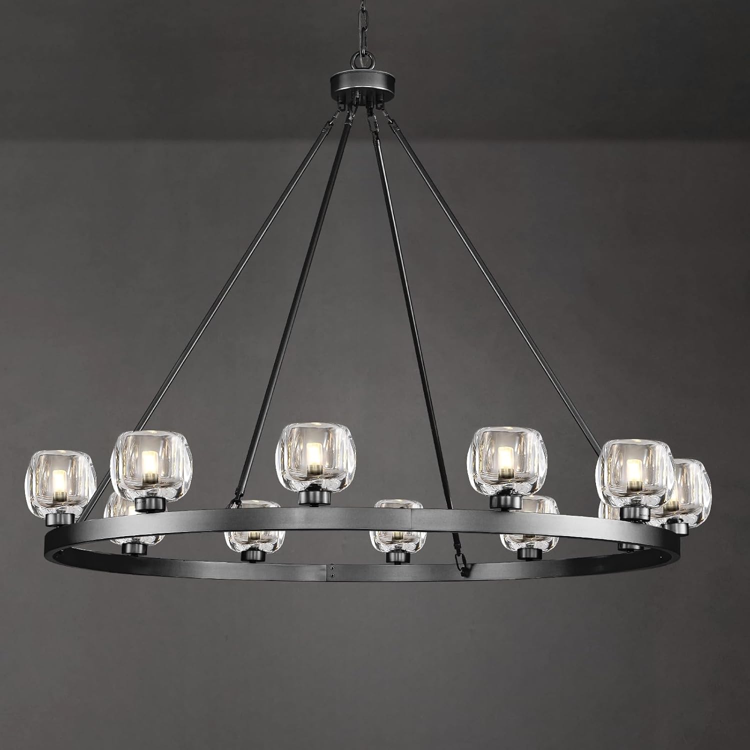 Wagon Wheel Crystal Round Chandelier 24" 36" 48" 60"