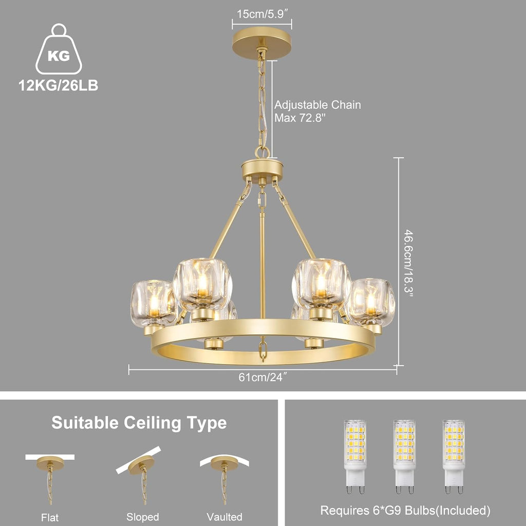 Wagon Wheel Crystal Round Chandelier 24" 36" 48" 60"