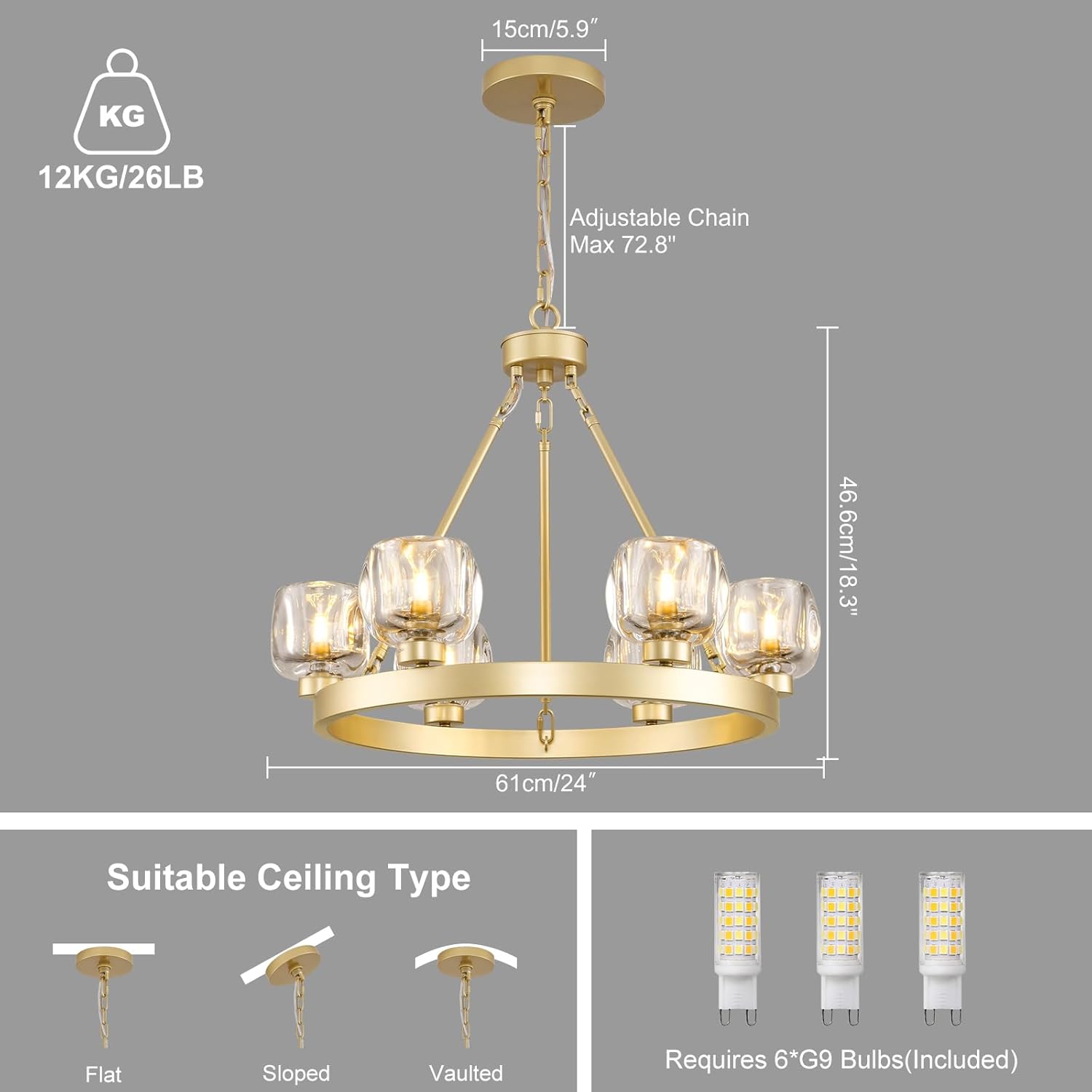 Wagon Wheel Crystal Round Chandelier 24" 36" 48" 60"