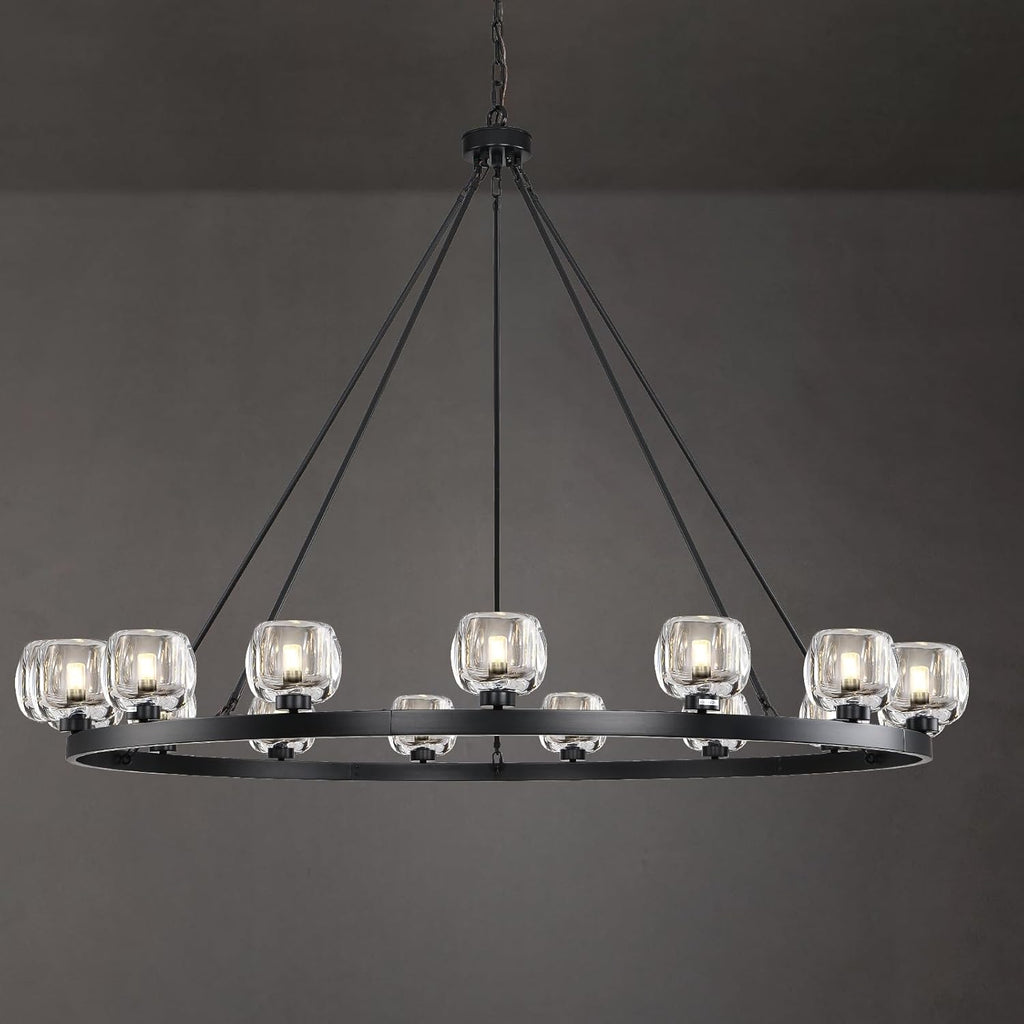 Wagon Wheel Crystal Round Chandelier 24" 36" 48" 60"