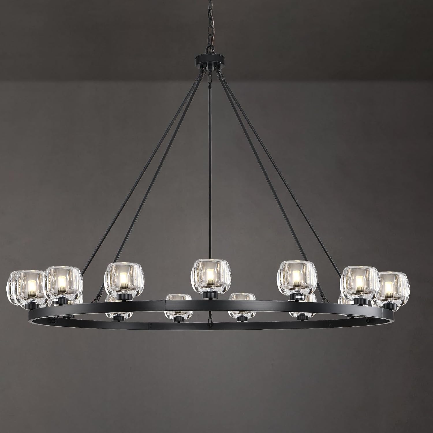 Wagon Wheel Crystal Round Chandelier 24" 36" 48" 60"