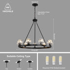Wagon Wheel Crystal Round Chandelier 24" 36" 48" 60"