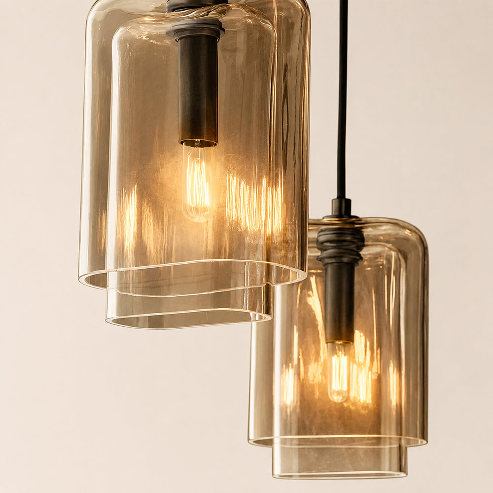 Lacore Amber Glass Cluster Chandelier