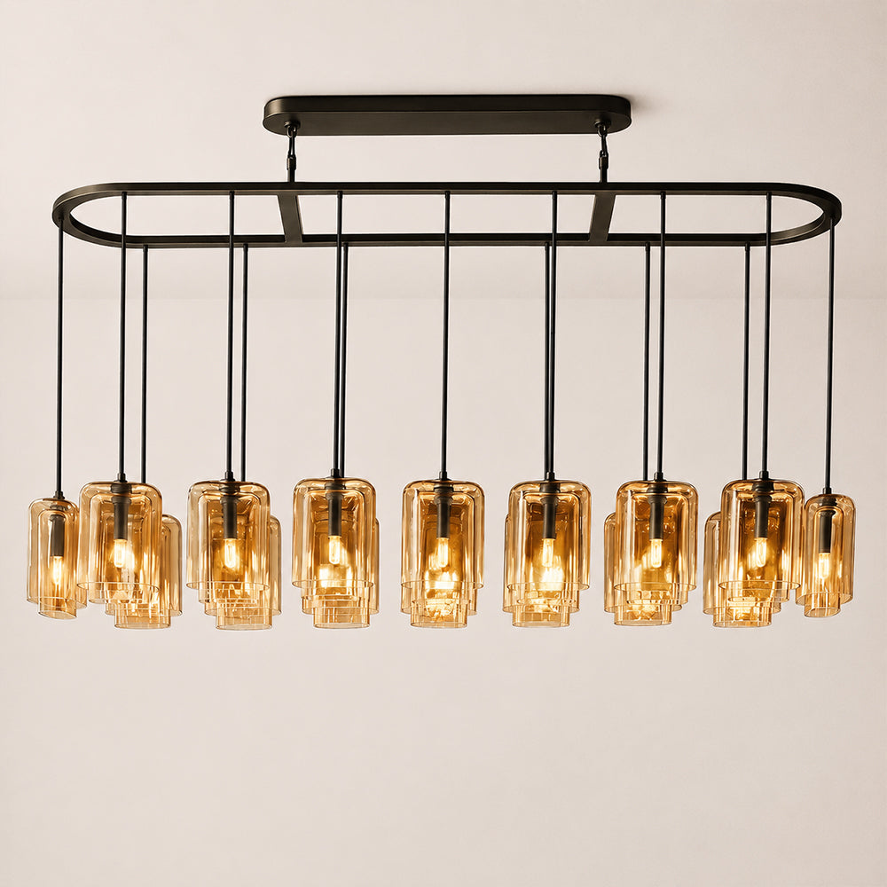 Lacore Amber Glass Linear Chandelier