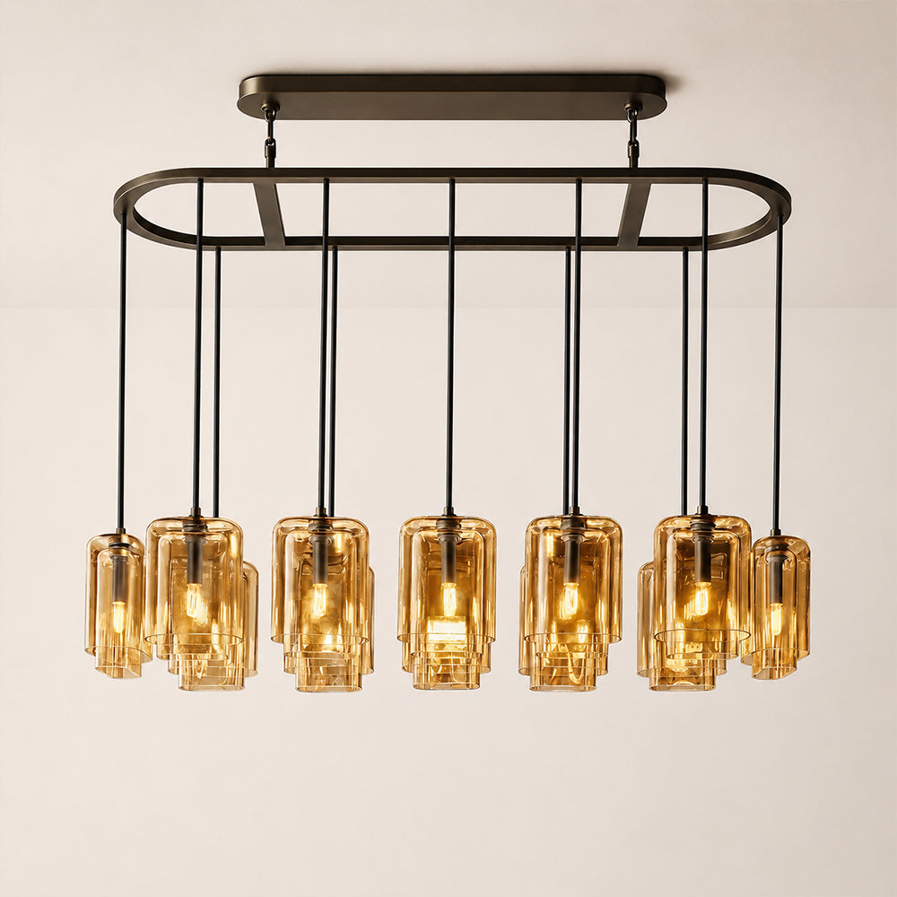 Lacore Amber Glass Linear Chandelier