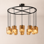 Lacore Amber Glass Round Chandelier