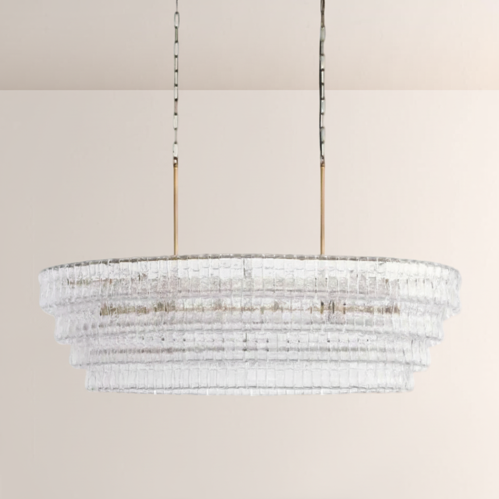 Lime Glass Oval Chandelier 54"W/65"W -kimoylights