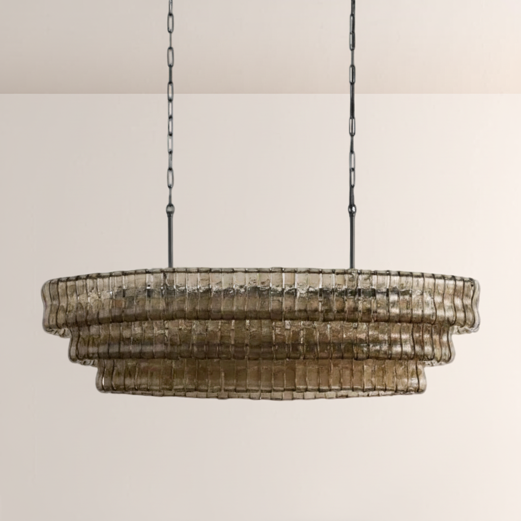 Lime Glass Oval Chandelier 54"W/65"W - kimoylights