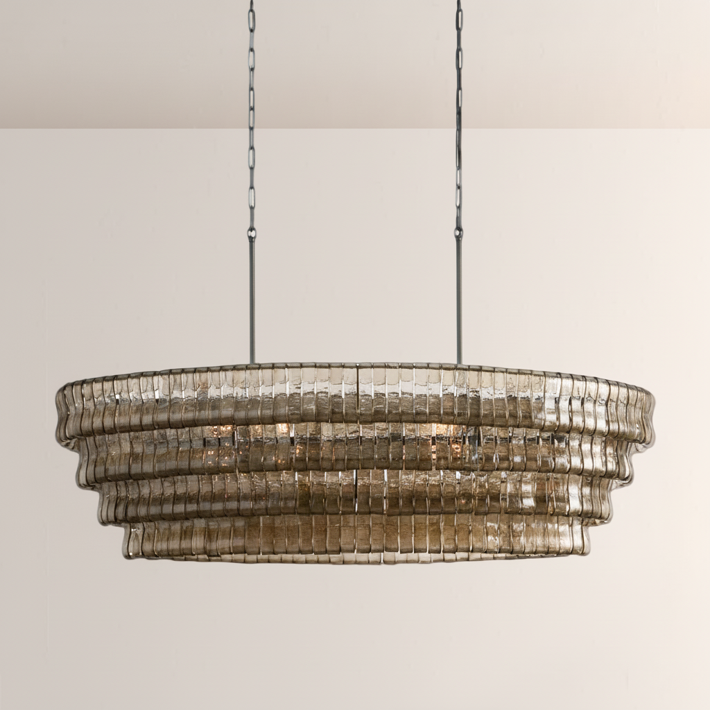 Lime Glass Oval Chandelier 54"W/65"W - kimoylighs