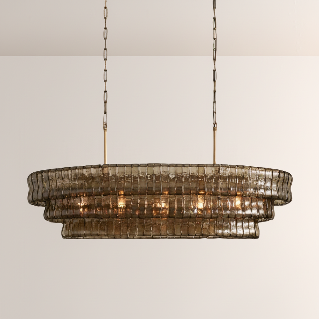 Lime Glass Oval Chandelier 54"W/65"W - kimoylights