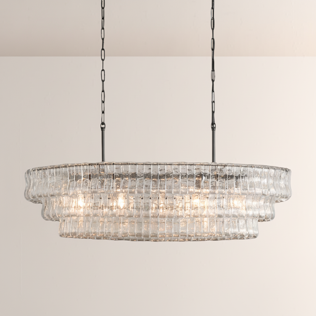 Lime Glass Oval Chandelier 54"W/65"W - kimoylights