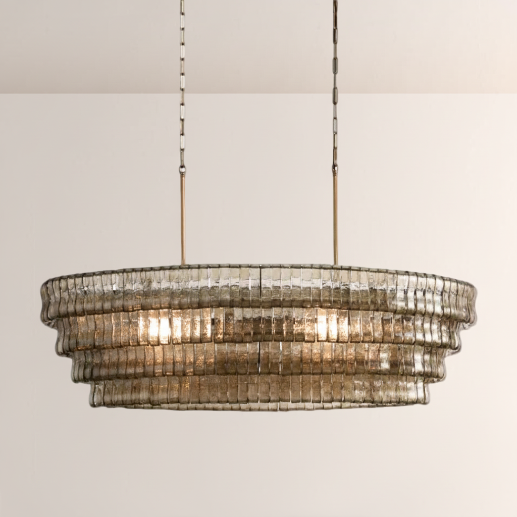 Lime Glass Oval Chandelier 54"W/65"W - kimoylights