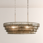 Lime Glass Oval Chandelier 54"W/65"W - kimoylights