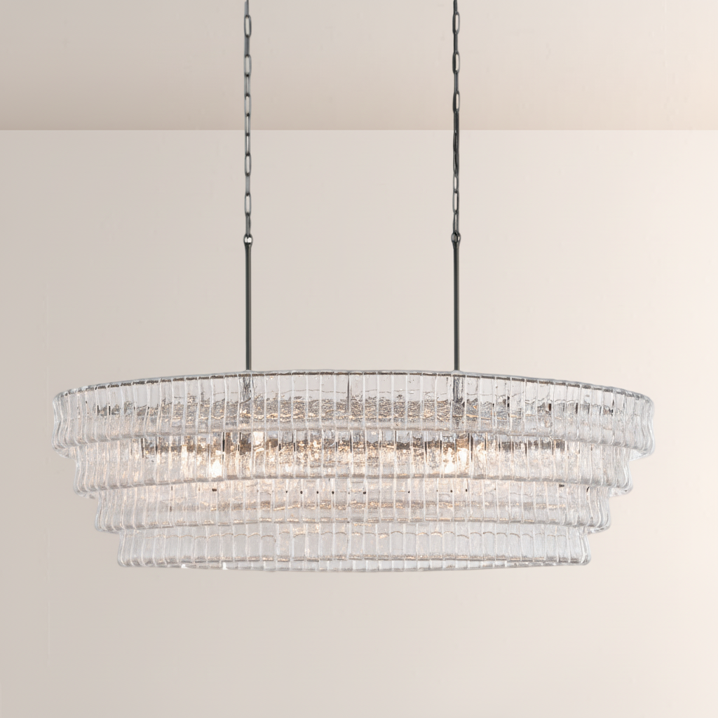 Lime Glass Oval Chandelier 54"W/65"W - kimoylights