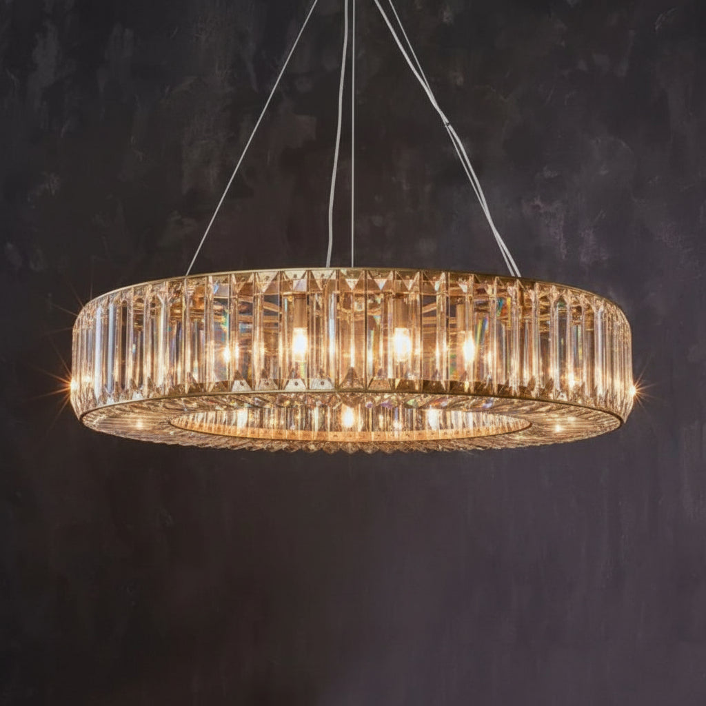 Lita Round Crystals Chandelier - kimoylights