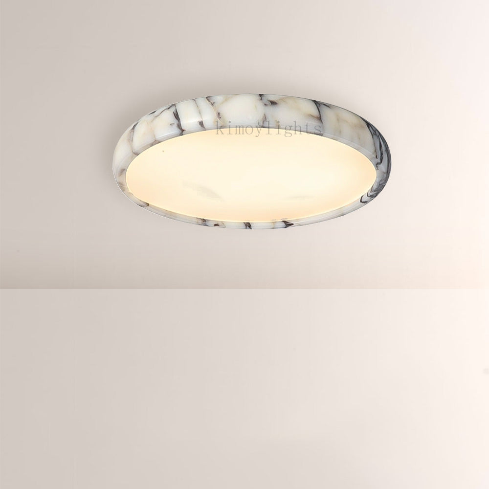 LuminaVein Marble-Rim Oval Flush Mount